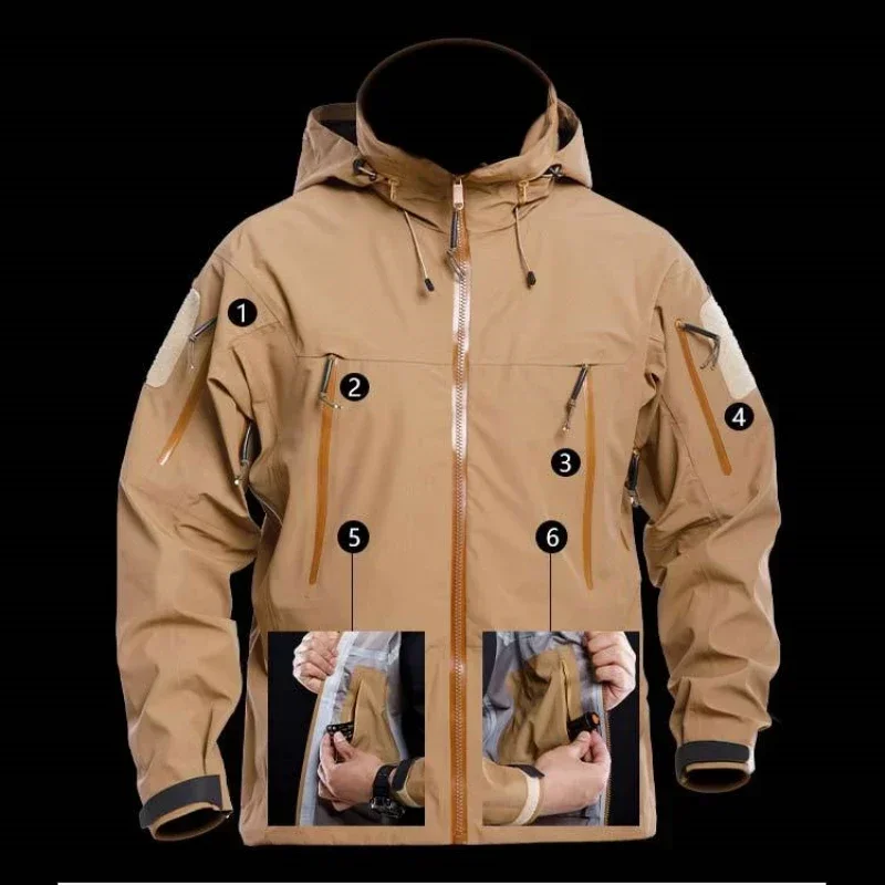 Rainstorm Waterproof Hardshell Tactical Jacket US Spring Autumn Thin Windproof Hooded Coat Men Outdoor Climbing Hiking Clothing
Rainstorm Waterproof Hardshell Tactical Jacket US Spring Autumn Thin Windproof Hooded Coat Men Outdoor Climbing Hiking Clothing