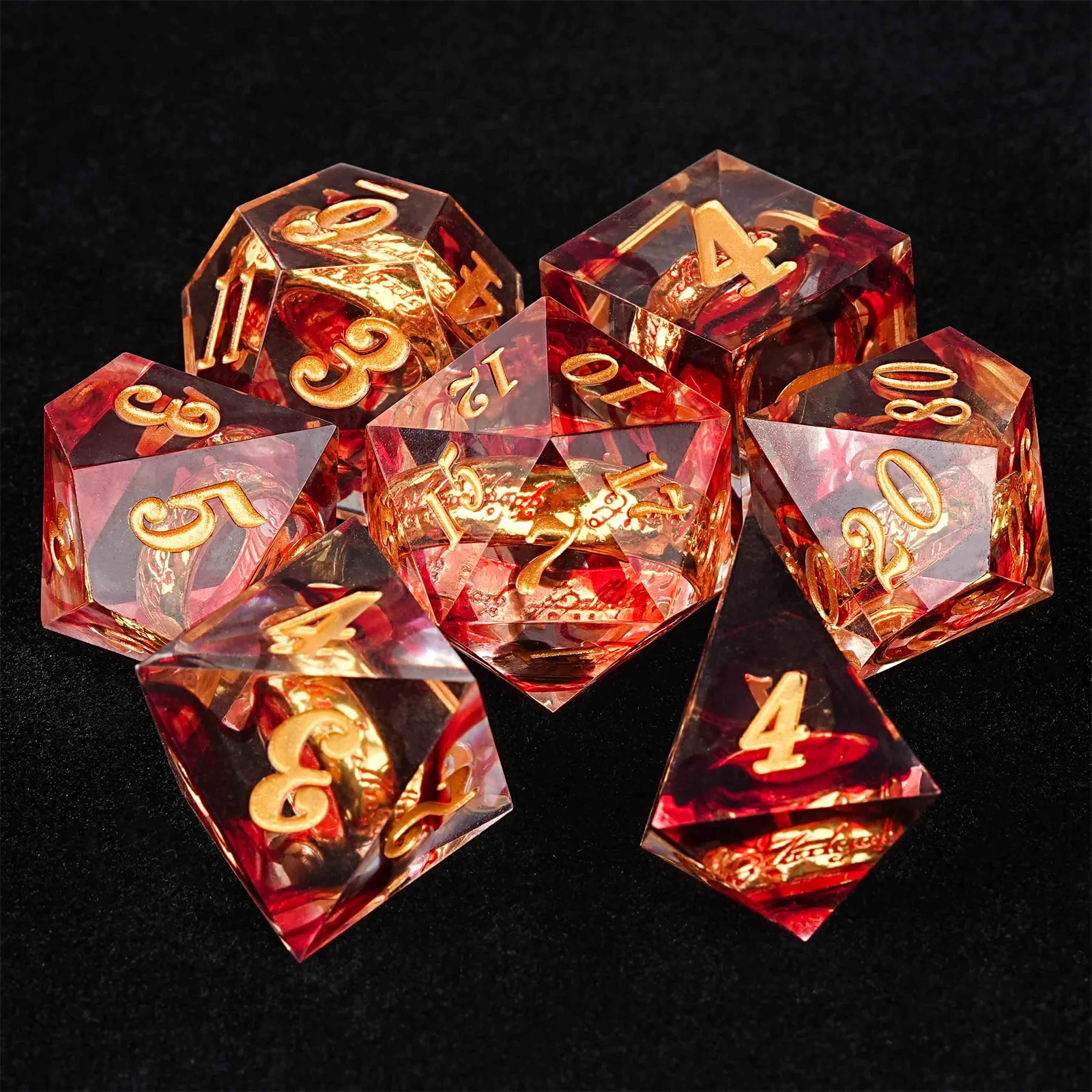 7pcs DND Dice Ruby Golden Ring Gemstone Dice One Ring Multi-sided Polyhedral Dice for D&D Game COC Role Playing RPG Table
7pcs DND Dice Ruby Golden Ring Gemstone Dice One Ring Multi-sided Polyhedral Dice for D&D Game COC Role Playing RPG Table
