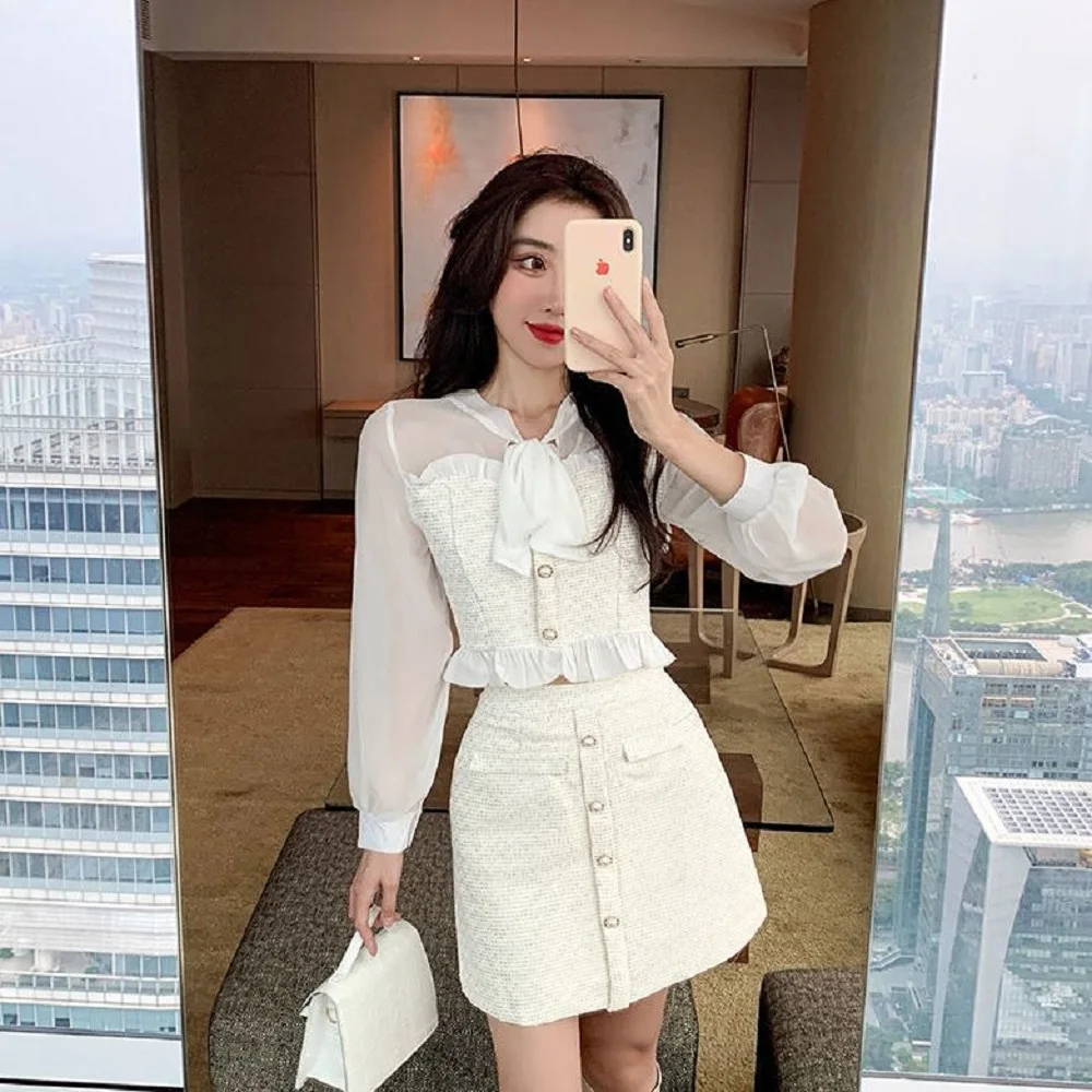 French Temperament Two-Piece Set Tied Bow Long Sleeve Top A-Line Short Skirt Women Spring Autumn New Suit
French Temperament Two-Piece Set Tied Bow Long Sleeve Top A-Line Short Skirt Women Spring Autumn New Suit