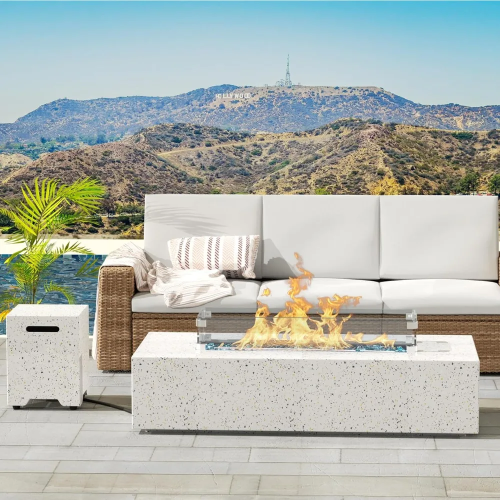 HABNA 56 Inch Propane Fire Pit Table, Outdoor Rectangle Fire Table w Tank Table (50,000 BTU)
HABNA 56 Inch Propane Fire Pit Table, Outdoor Rectangle Fire Table w Tank Table (50,000 BTU)