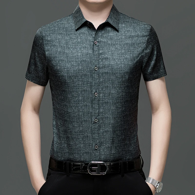 Silky Material Breathable Shirts For Men Short Sleeve All Match Summer High Quality Soft Comfortable Easy Care Camisas De Hombre
Silky Material Breathable Shirts For Men Short Sleeve All Match Summer High Quality Soft Comfortable Easy Care Camisas De Hombre