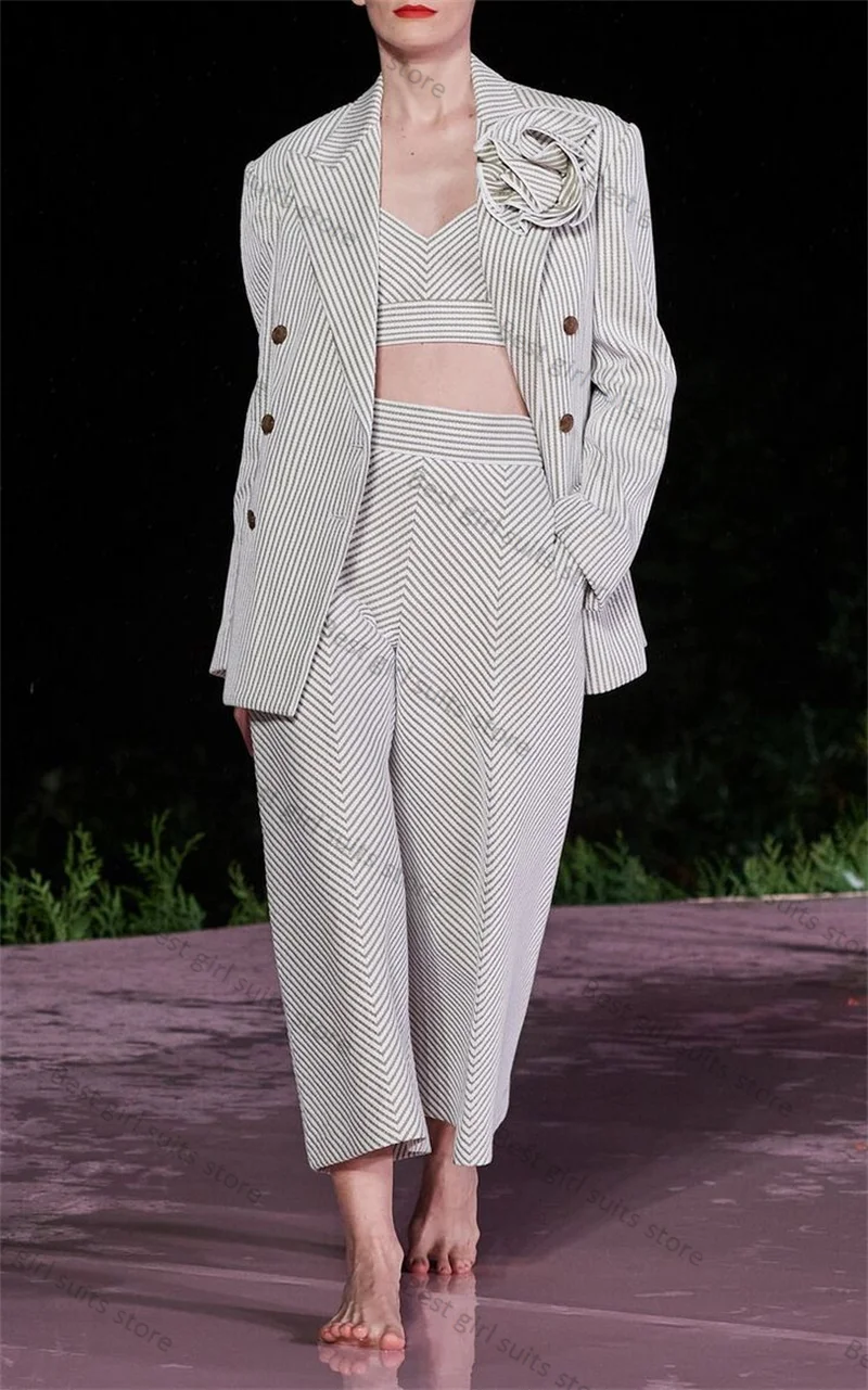 Gray Stripe Women Suit Set 2 Piece Blazer+Pants Formal Office Lady 3D Flower Jacket Customized Autumn Spring Coat Prom Trousers
Gray Stripe Women Suit Set 2 Piece Blazer+Pants Formal Office Lady 3D Flower Jacket Customized Autumn Spring Coat Prom Trousers