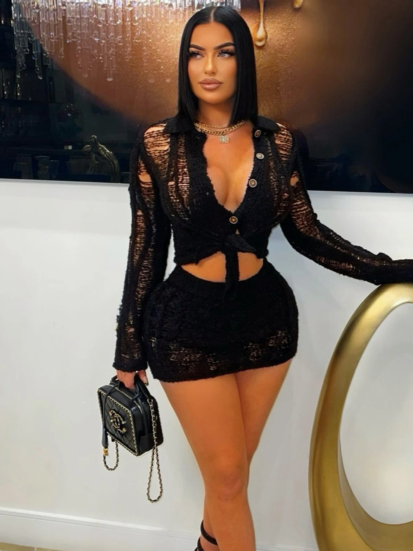 InGrily Knit Women 2 Piece Set Sexy Coquette Full Sleeve Single-Breasted Blouse+Mini Skirts Clubwear Midnight Skinny Party Suit
InGrily Knit Women 2 Piece Set Sexy Coquette Full Sleeve Single-Breasted Blouse+Mini Skirts Clubwear Midnight Skinny Party Suit