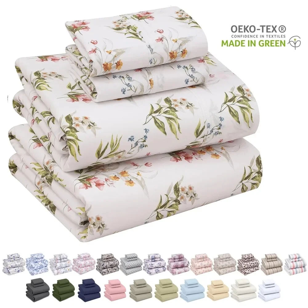 100% Cotton Sheets for California King Bed - Crispy Cooling Percale Sheets Breathable & Durable Cal King Sheet Set - Deep Pocket
100% Cotton Sheets for California King Bed - Crispy Cooling Percale Sheets Breathable & Durable Cal King Sheet Set - Deep Pocket