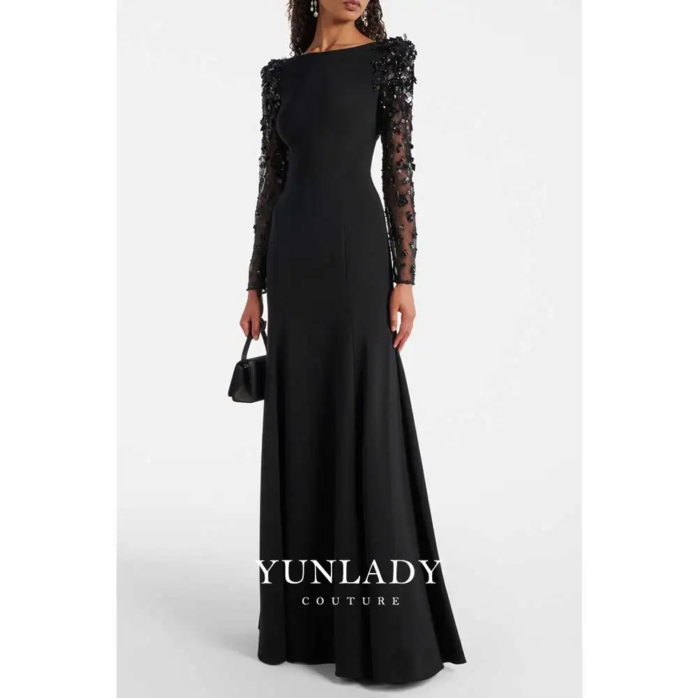 YUNLAN Luxury Black Embellished Maxi Evening Dress Saudi Elegant Boat Collar Special Occasion Formal Cocktail Party Prom Gown
YUNLAN Luxury Black Embellished Maxi Evening Dress Saudi Elegant Boat Collar Special Occasion Formal Cocktail Party Prom Gown