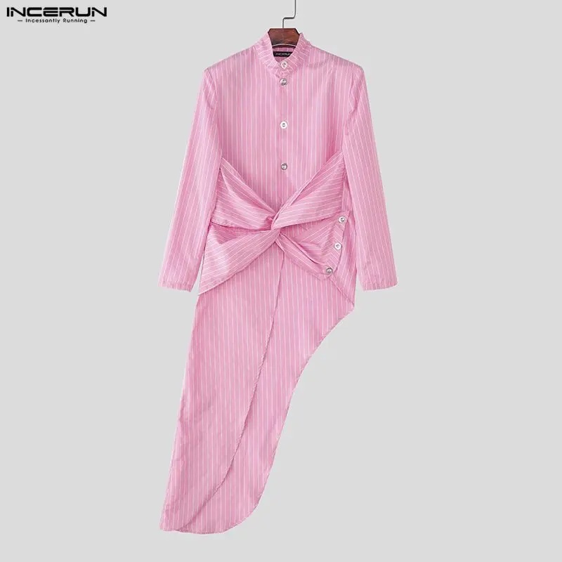 INCERUN Men Irregular Shirt Striped Stand Collar Long Sleeve Casual Men Clothing Streetwear Elegant Fashion Male Tops Camisas
INCERUN Men Irregular Shirt Striped Stand Collar Long Sleeve Casual Men Clothing Streetwear Elegant Fashion Male Tops Camisas