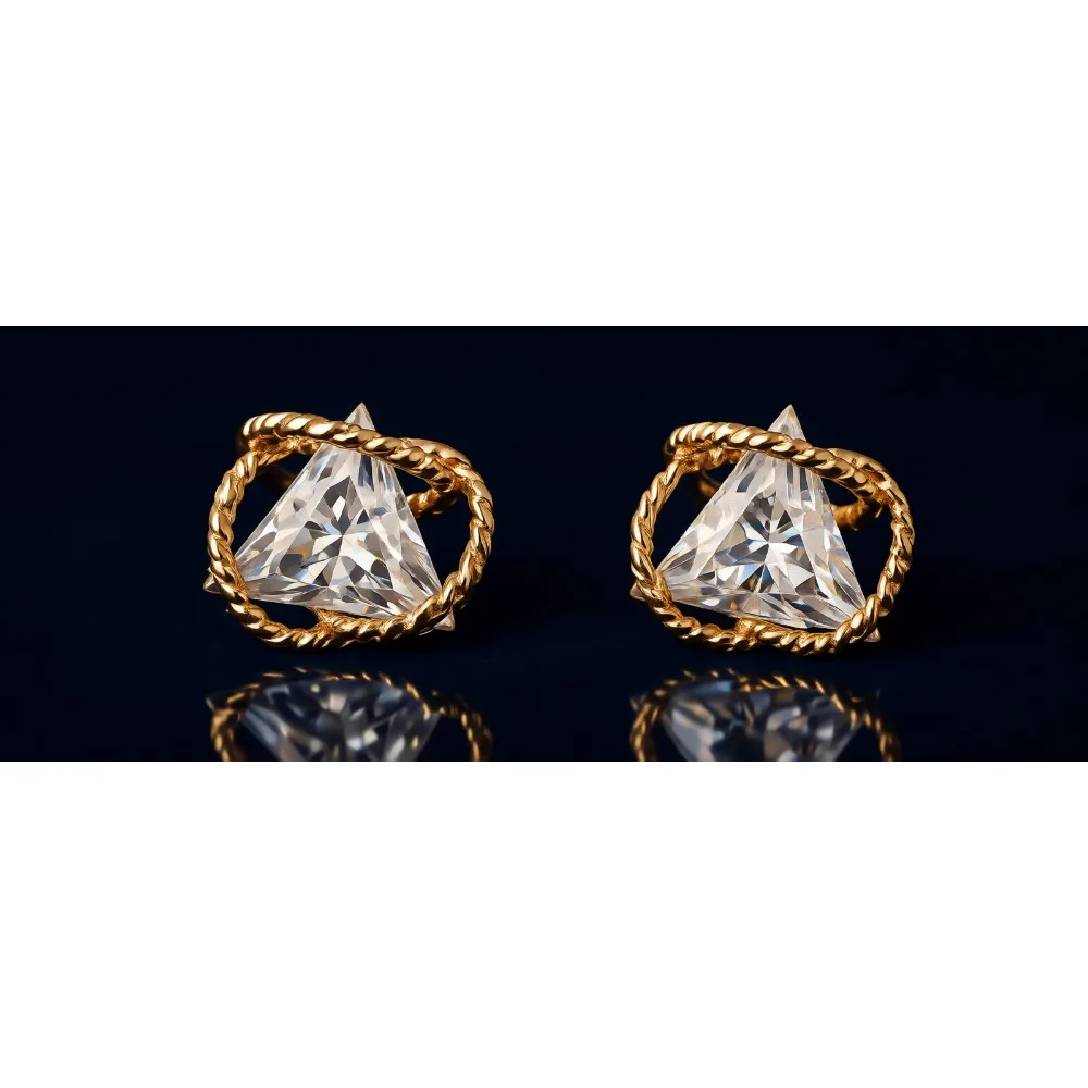 Серьги-гвоздики с геометрическим треугольным дизайном и фианитами для женщин, из позолоченной латуни
Серьги-гвоздики с геометрическим треугольным дизайном и фианитами для женщин, из позолоченной латуни