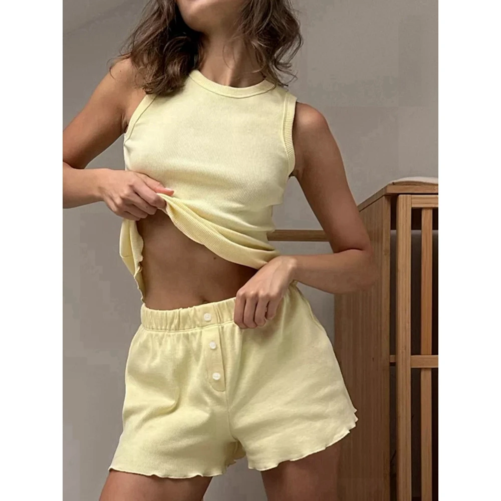Casual Women Pajamas Set 2 Pieces Sleepwear for Ladies Round Neck Sleeveless Tank Top & Short Sets Sleepwear
Casual Women Pajamas Set 2 Pieces Sleepwear for Ladies Round Neck Sleeveless Tank Top & Short Sets Sleepwear