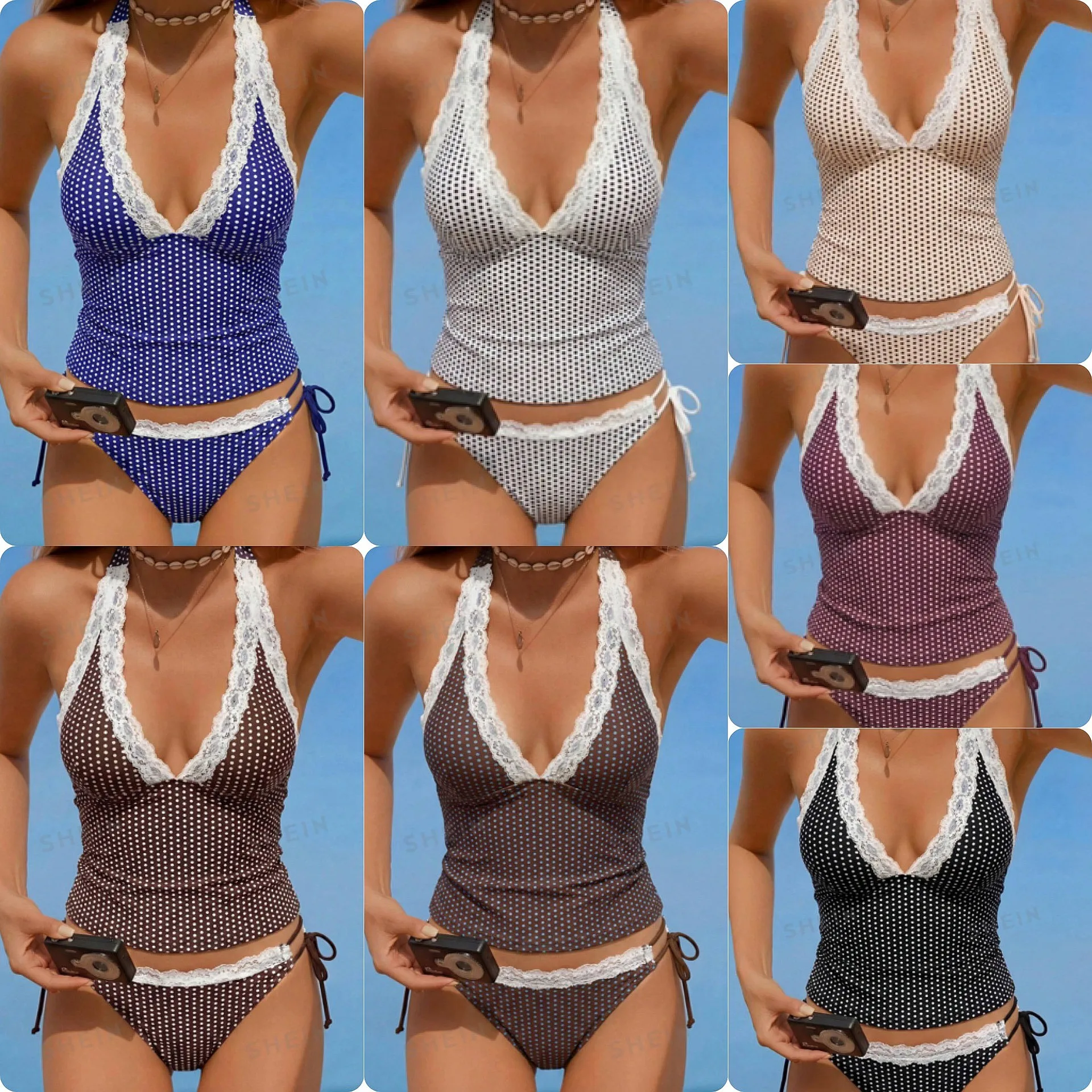 2026 New Deep V Lace Polka Dot Tie Front Sexy Bikini Set Designer Fashion Swimwear for Women Summer Beach Wear
2026 New Deep V Lace Polka Dot Tie Front Sexy Bikini Set Designer Fashion Swimwear for Women Summer Beach Wear