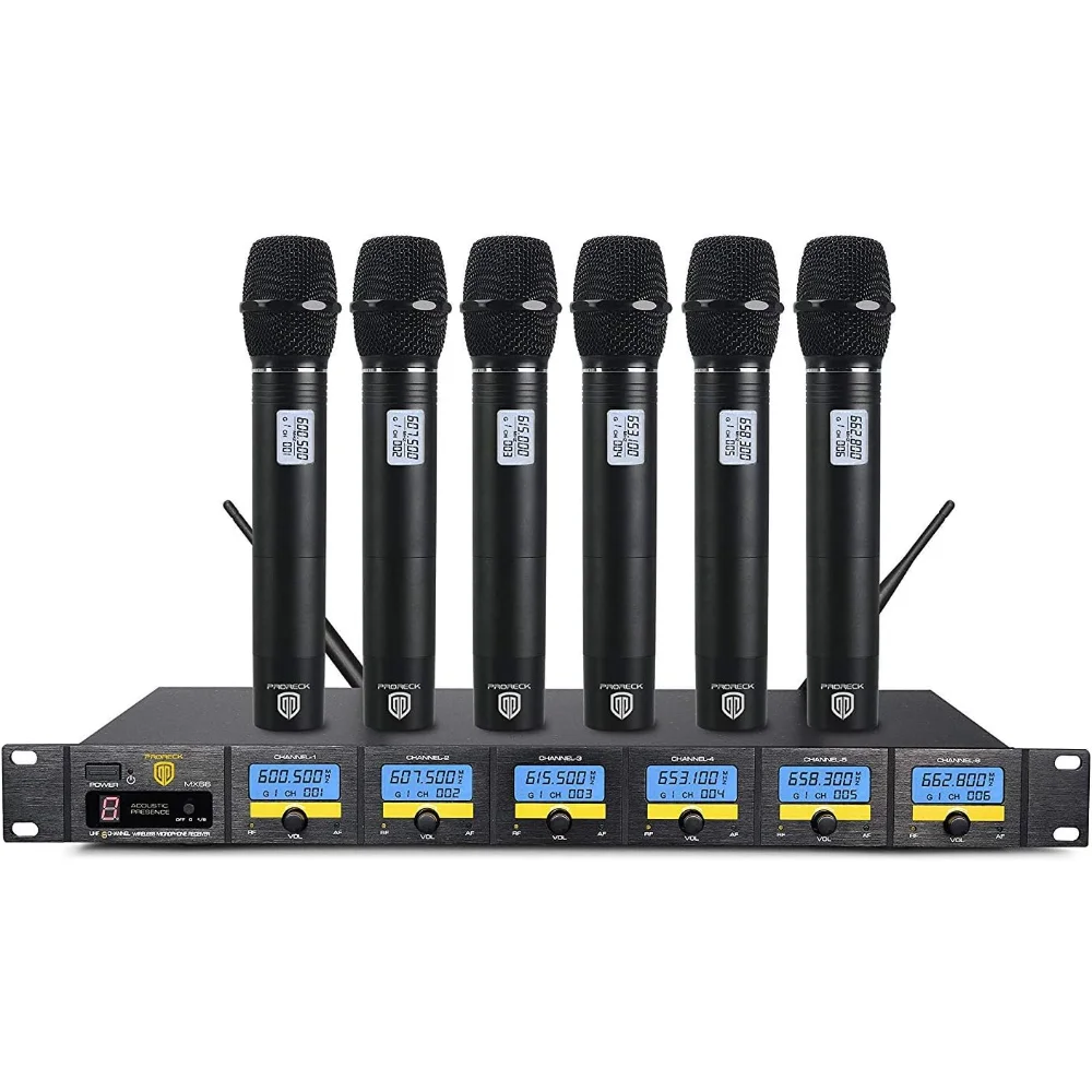MX66 6-Channel UHF Wireless Microphone System with 6 Hand-held Microphones Karaoke Machine
MX66 6-Channel UHF Wireless Microphone System with 6 Hand-held Microphones Karaoke Machine