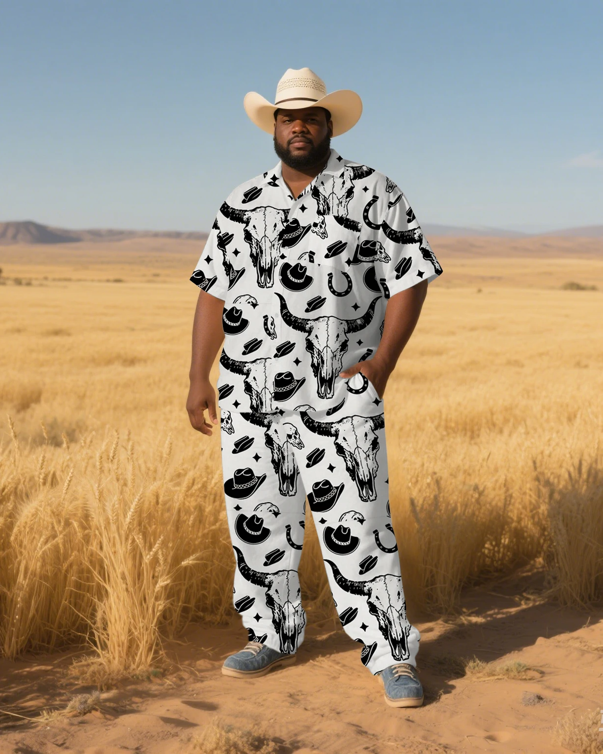 S-9XL Men's Western Cowboy Tribal & Floral Print Shirt & Pants Set Multi-Design Casual 2-Piece Summer Outfit
S-9XL Men's Western Cowboy Tribal & Floral Print Shirt & Pants Set Multi-Design Casual 2-Piece Summer Outfit