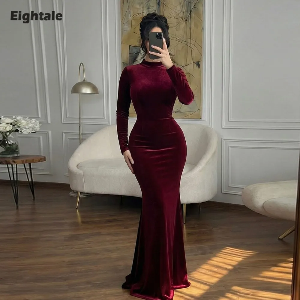 Eightale Velvet Evening Dress for Wedding Party Customized High Neck Long Sleeves Mermaid Arabic Prom Gowns
Eightale Velvet Evening Dress for Wedding Party Customized High Neck Long Sleeves Mermaid Arabic Prom Gowns