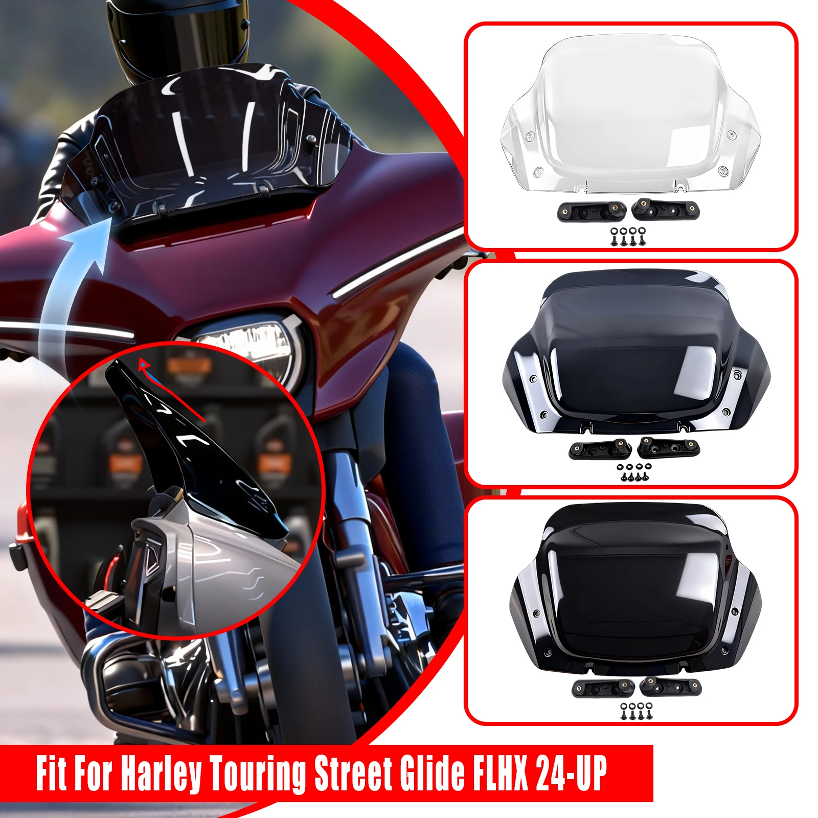 For Harley Touring Street Glide FLTRX CVO FLTRXSE FLTRXSTSE23 24 12" Motorcycle Wind Splitter Windshield DeflectorsWindscreen
For Harley Touring Street Glide FLTRX CVO FLTRXSE FLTRXSTSE23 24 12" Motorcycle Wind Splitter Windshield DeflectorsWindscreen 