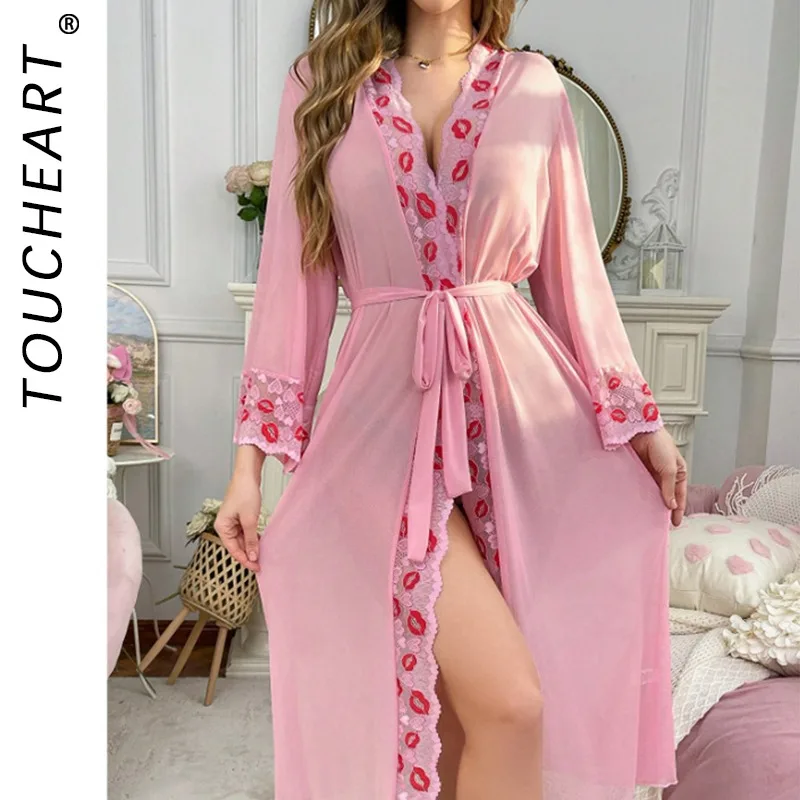 Toucheart Lace Hollow Out Sexy Red Lips Night Skirt Set Leisure Wrap Dress See-through Solid Color High Waisted Interesting Set
Toucheart Lace Hollow Out Sexy Red Lips Night Skirt Set Leisure Wrap Dress See-through Solid Color High Waisted Interesting Set