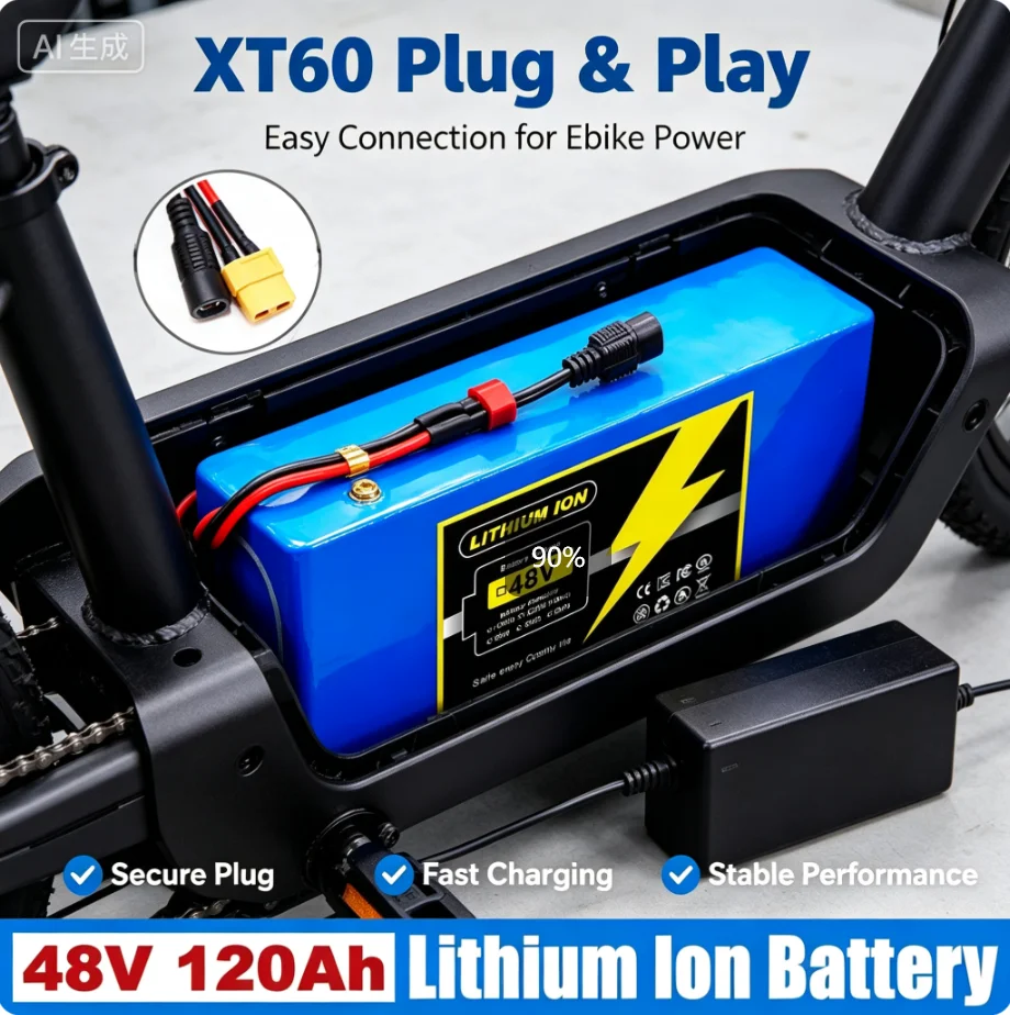 48V 120Ah 1000W 13S3P XT60 48V lithium-ion battery pack 120000mAh, suitable for 54.6V scooter with BMS+charger. The scooter type
48V 120Ah 1000W 13S3P XT60 48V lithium-ion battery pack 120000mAh, suitable for 54.6V scooter with BMS+charger. The scooter type