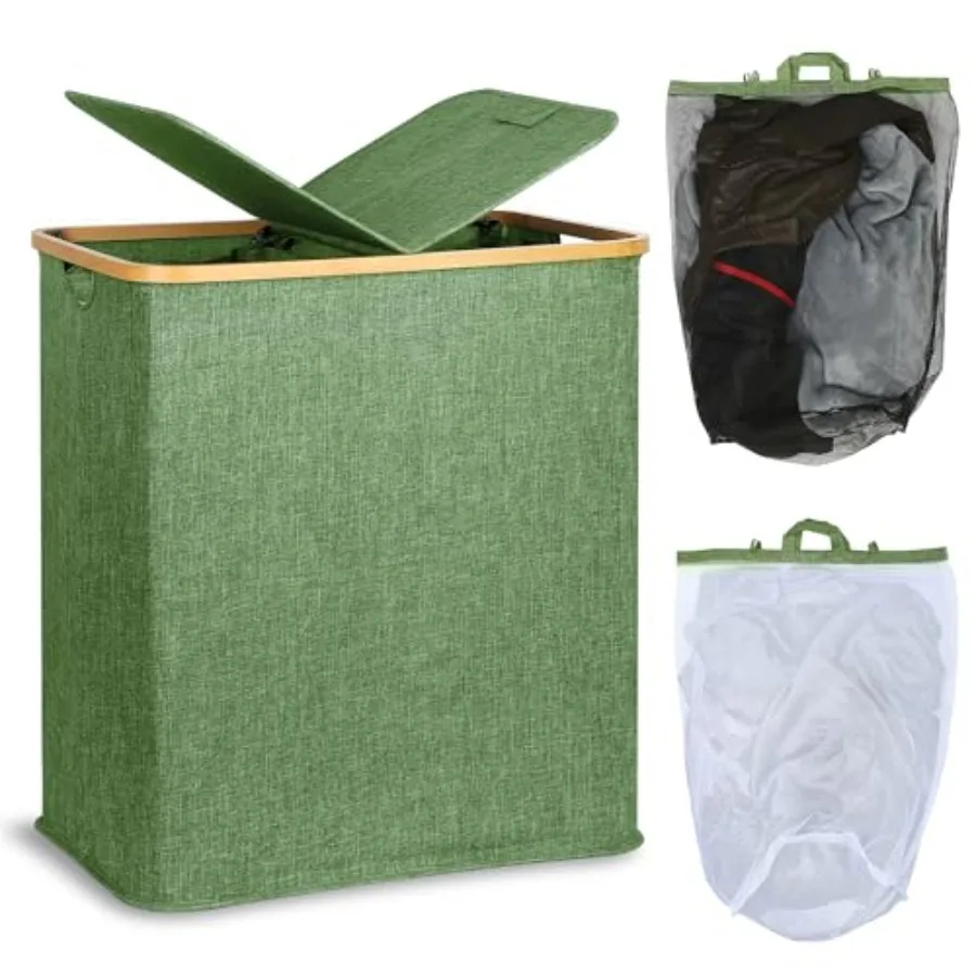 Laundry Hamper with Lid Double Laundry Hamper with 2 Removable Bags 2 Section Laundry Basket with Bamboo Handles for Bathroom B
Laundry Hamper with Lid Double Laundry Hamper with 2 Removable Bags 2 Section Laundry Basket with Bamboo Handles for Bathroom B