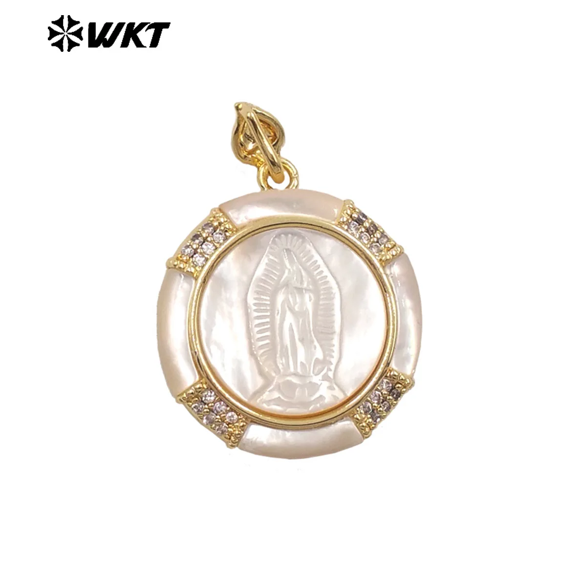 WT-JP428 Classic Wholesale Exquisite Mop Shell With Zircon Paved Yellow Brass Religious Pendant Jewelry Accessory
WT-JP428 Classic Wholesale Exquisite Mop Shell With Zircon Paved Yellow Brass Religious Pendant Jewelry Accessory