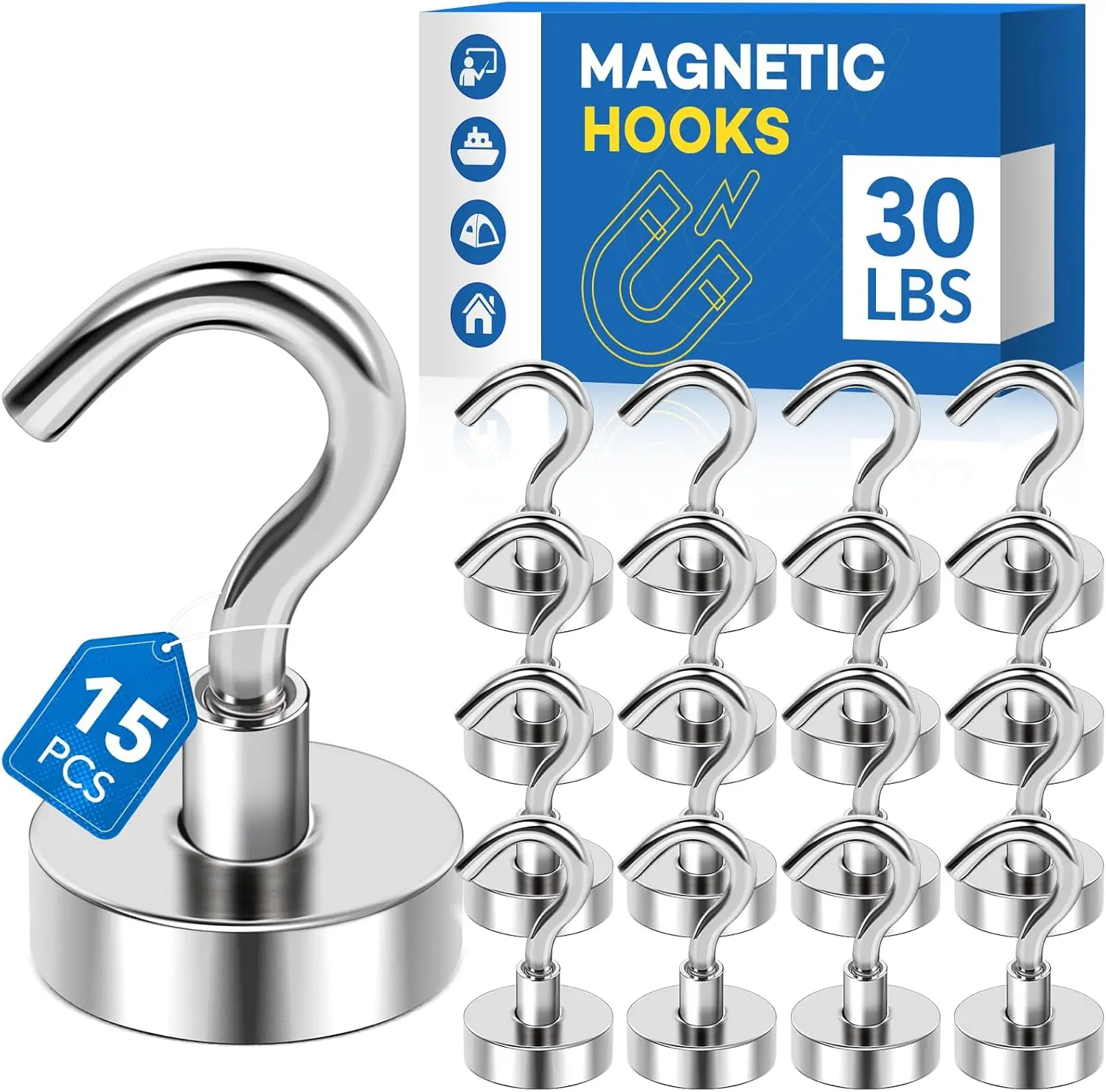 Strong Magnetic Hooks, 30Lbs Magnetic Hooks Neodymium Magnets with Hooks for Refrigerator, Magnetic Cruise Hooks
Strong Magnetic Hooks, 30Lbs Magnetic Hooks Neodymium Magnets with Hooks for Refrigerator, Magnetic Cruise Hooks