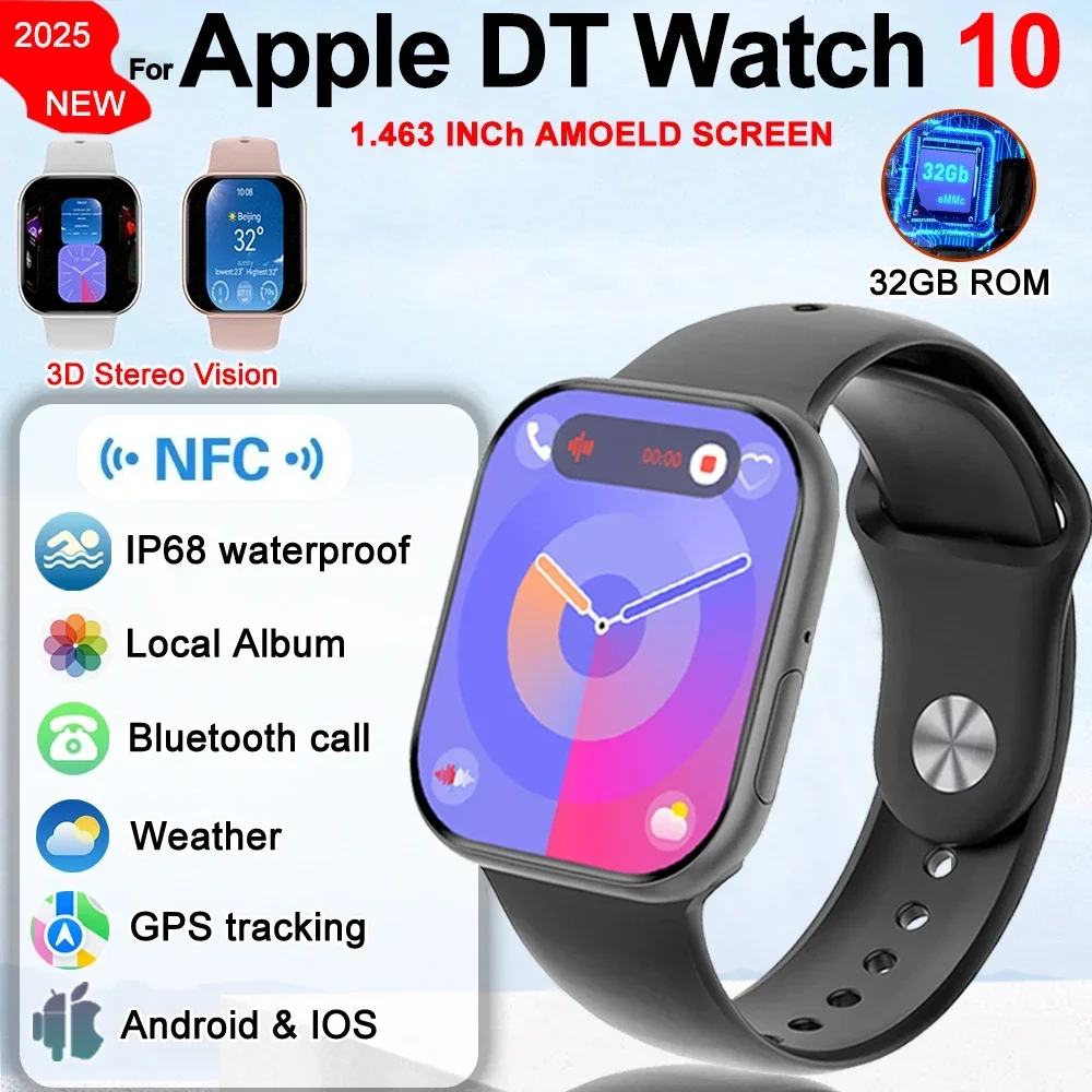 Новые оригинальные умные часы для Apple DT Watch 10 для мужчин с GPS Track, 4 ГБ памяти, музыка, 3D объемный звук, Bluetooth, водонепроницаемые умные часы
Новые оригинальные умные часы для Apple DT Watch 10 для мужчин с GPS Track, 4 ГБ памяти, музыка, 3D объемный звук, Bluetooth, водонепроницаемые умные часы