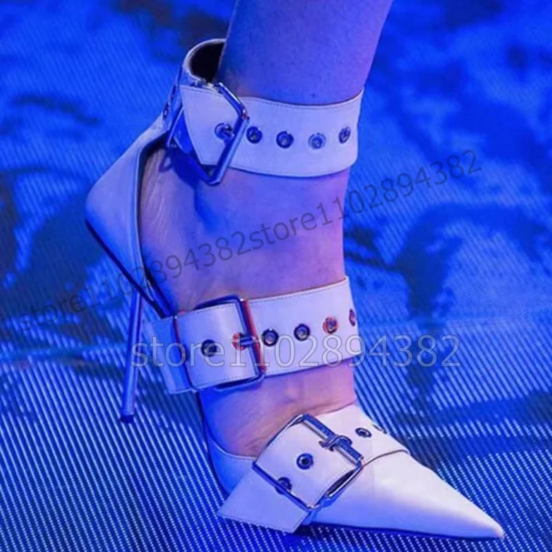 White Buckle Decor Metal Heel Pointed Toe Pumps Ankle Buckle Strap Women Shoes Thin High Heels Fashion 2024 Zapatos Para Mujere
White Buckle Decor Metal Heel Pointed Toe Pumps Ankle Buckle Strap Women Shoes Thin High Heels Fashion 2024 Zapatos Para Mujere