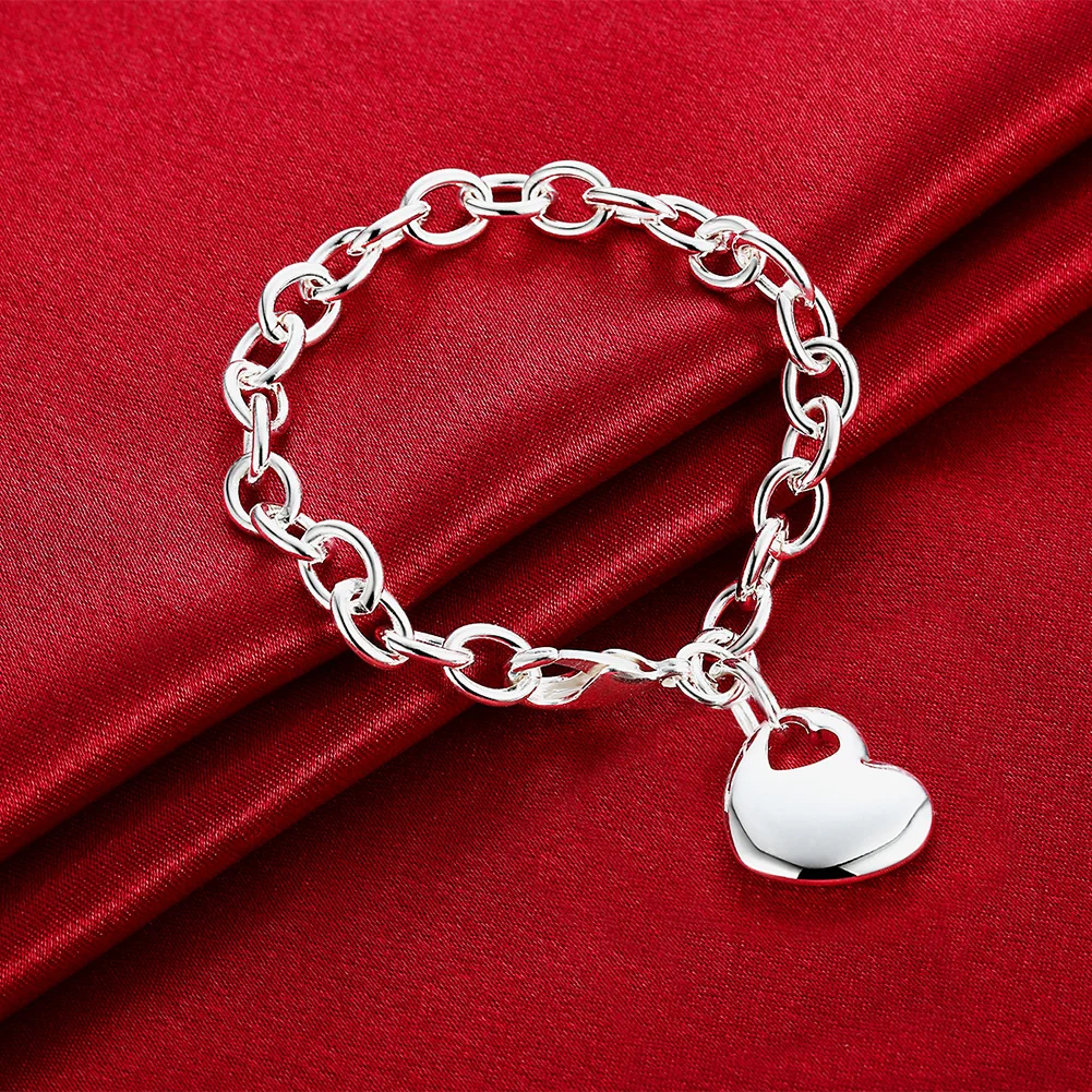 Factory Direct Fashion 925 Sterling Silver Bracelet For Woman Beautiful Heart Pendant Chain Fine Jewelry Wedding Party Gift
Factory Direct Fashion 925 Sterling Silver Bracelet For Woman Beautiful Heart Pendant Chain Fine Jewelry Wedding Party Gift