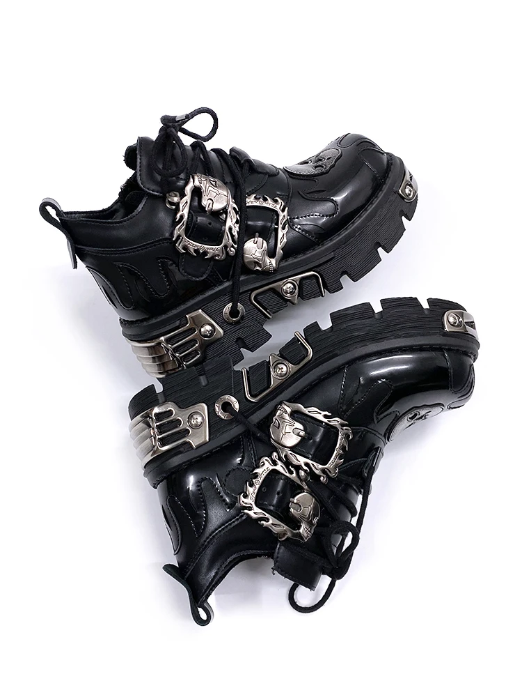 Punk Style Thick Bottom Heightening Shoes Dark Skeleton Metal Style Men's Big Head Shoes Women's Small Leather Shoes Casual r...
Punk Style Thick Bottom Heightening Shoes Dark Skeleton Metal Style Men's Big Head Shoes Women's Small Leather Shoes Casual r...