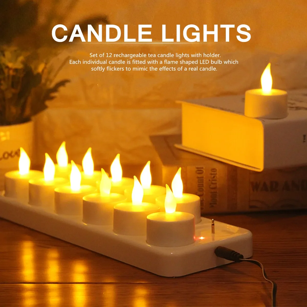 Rechargeable LED Flickering Simulation Flame Tea Candle Lamp, Night Light for Home Party Decoration, Creative
Rechargeable LED Flickering Simulation Flame Tea Candle Lamp, Night Light for Home Party Decoration, Creative