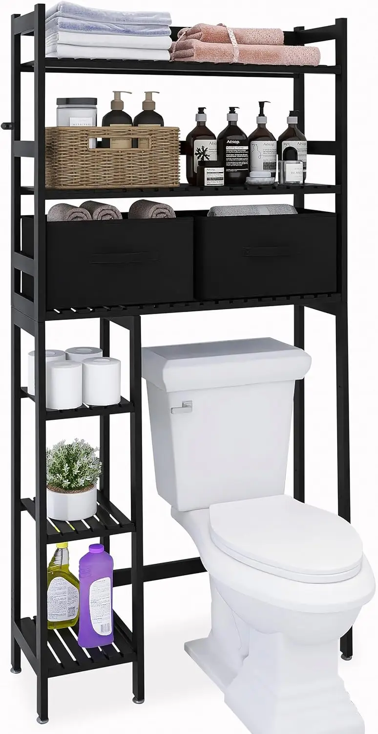 Over-The-Toilet Storage Rack, 6-Tier Bamboo Large Bathroom Organizer with Side Shelves and 2 Drawers, Stable Freestanding Spa
Over-The-Toilet Storage Rack, 6-Tier Bamboo Large Bathroom Organizer with Side Shelves and 2 Drawers, Stable Freestanding Spa