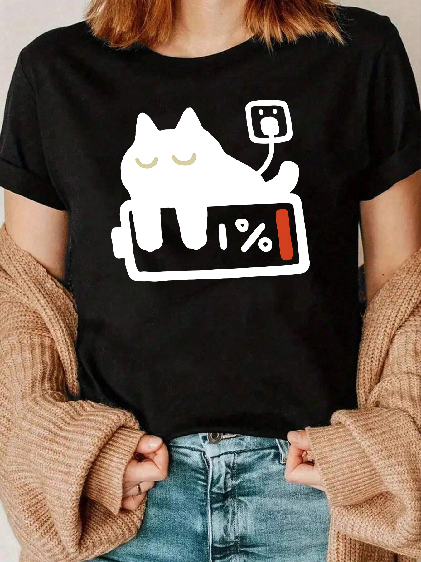Cat Battery 1 Percent Graphic Tee Casual Wear For Women 220g
Cat Battery 1 Percent Graphic Tee Casual Wear For Women 220g