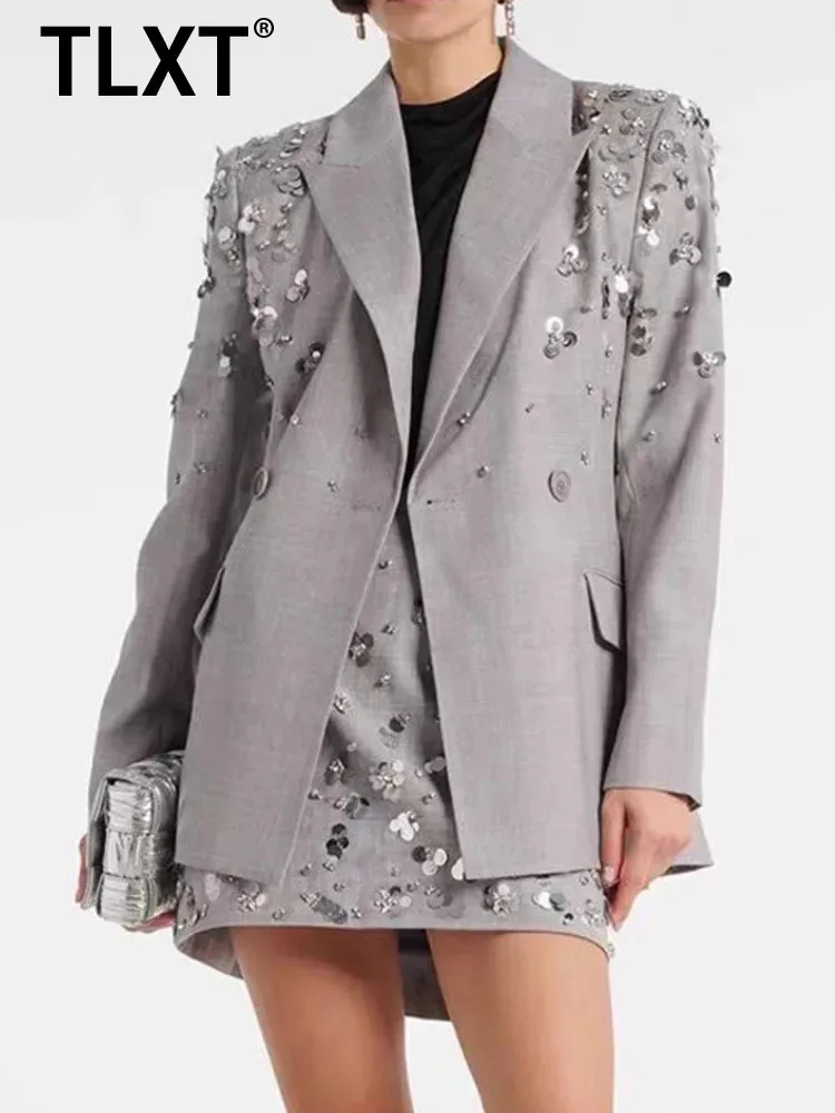 TLXT Metal Beads Notched Collar Double Breasted Blazer High Waist Mini Skirt 2 Pieces Sets For Women 2025 Spring New XK928
TLXT Metal Beads Notched Collar Double Breasted Blazer High Waist Mini Skirt 2 Pieces Sets For Women 2025 Spring New XK928