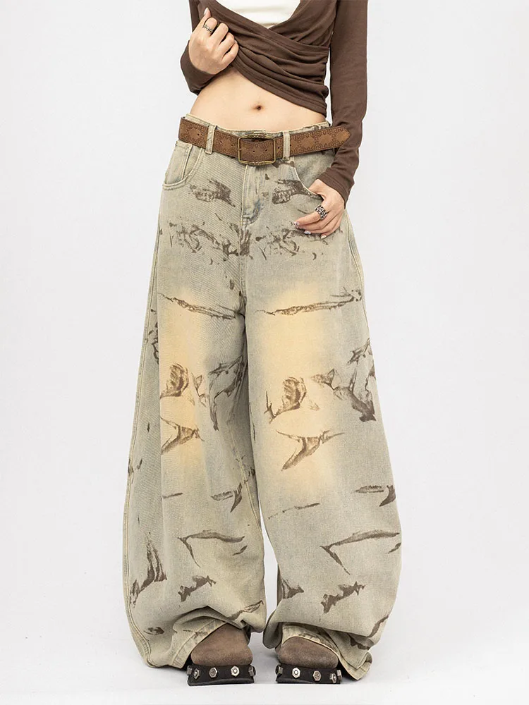 Ретро-джинсы в американском стиле с эффектом окрашивания, широкие, женские, с высокой талией, из хлопка, повседневные, свободного кроя, в пол
Ретро-джинсы в американском стиле с эффектом окрашивания, широкие, женские, с высокой талией, из хлопка, повседневные, свободного кроя, в пол