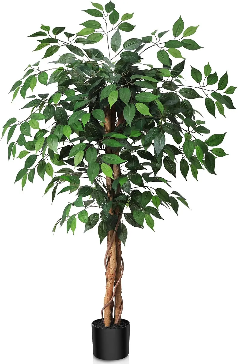 4ft Artificial Ficus Tree with Natural Wood Trunk in Plastic Pot, Silk Fake Plant for Home Office Indoor Outdoor Decor
4ft Artificial Ficus Tree with Natural Wood Trunk in Plastic Pot, Silk Fake Plant for Home Office Indoor Outdoor Decor