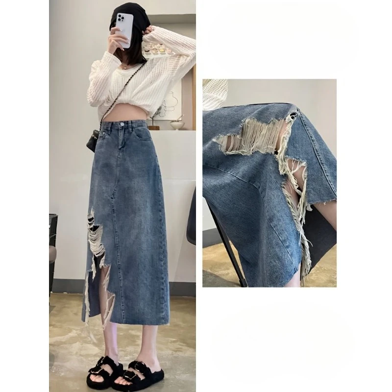 Women's Irregular Denim Skirt Small Man High Waist Skinny Hip-wrapped A-word Skirt Medium and Long Ins Split-ended Denim Skirt
Women's Irregular Denim Skirt Small Man High Waist Skinny Hip-wrapped A-word Skirt Medium and Long Ins Split-ended Denim Skirt