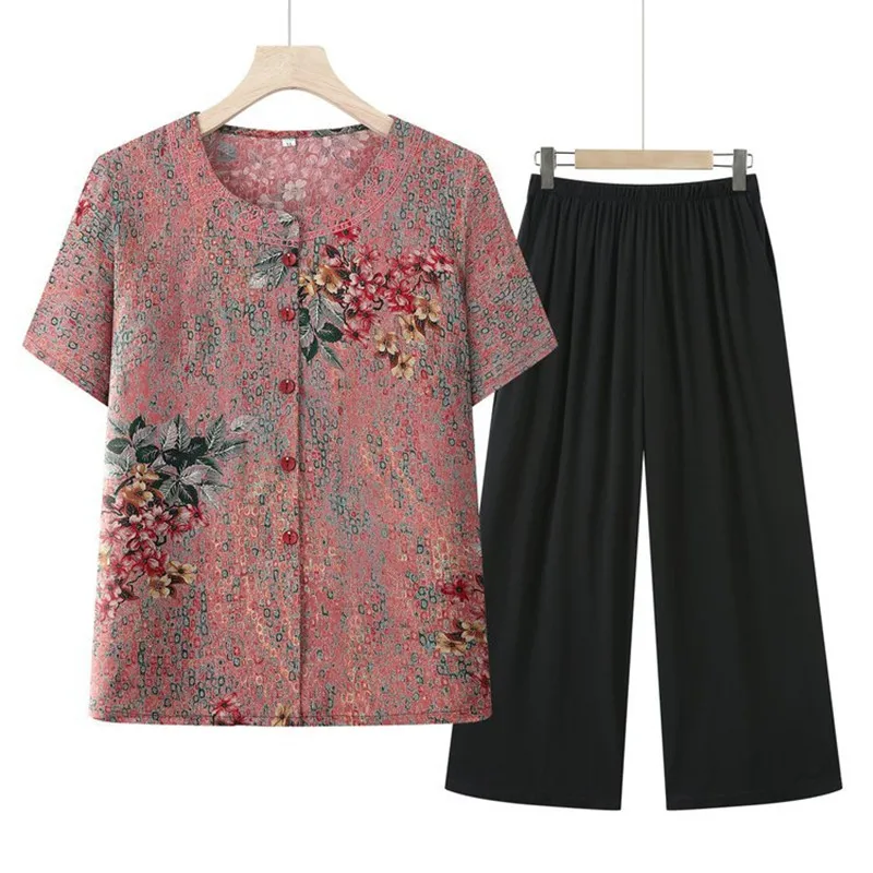 XL-5XL Short Sleeve Trousers Sets Vintage Style Middle Aged Mother Two Pieces Outfit Suit Women's Pajamas Lounge Home Clothing
XL-5XL Short Sleeve Trousers Sets Vintage Style Middle Aged Mother Two Pieces Outfit Suit Women's Pajamas Lounge Home Clothing