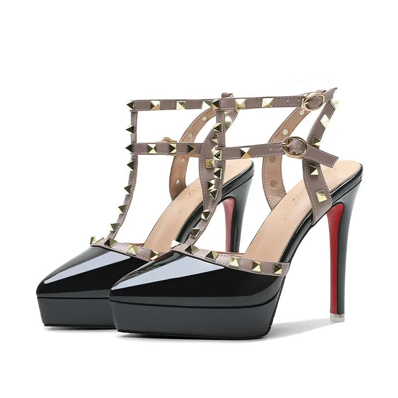 2025 Women 12cm High Heels 2.5cm Platform Studded Rivets Sandals Lady Gladiator Heels Sandles Fetish Nighclub Red Bottom Shoes
2025 Women 12cm High Heels 2.5cm Platform Studded Rivets Sandals Lady Gladiator Heels Sandles Fetish Nighclub Red Bottom Shoes