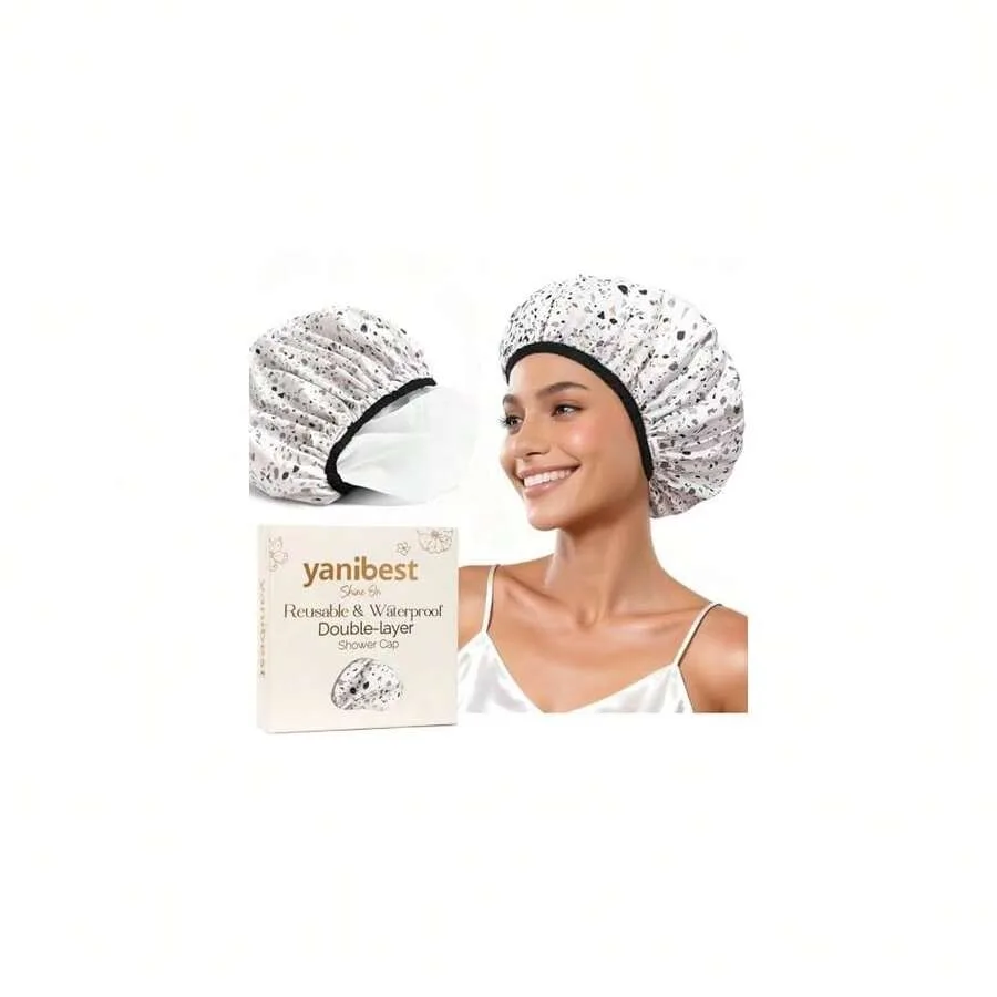 Shower Cap Reusable Waterproof - Double Layer Shower Caps For Women, Washable Shower Bonnet With Soft Non-Slip Elastic Band, Ba
Shower Cap Reusable Waterproof - Double Layer Shower Caps For Women, Washable Shower Bonnet With Soft Non-Slip Elastic Band, Ba