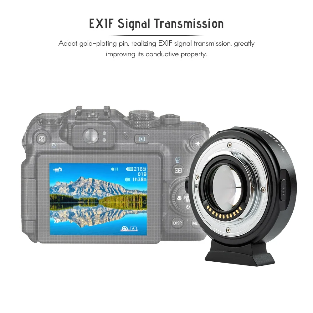 New Viltrox EF-M2II Speed Adapter Focal Reducer Auto-focus 0.71x for Canon EF Mount Lens to Panasoni Olympus M4/3 Camera
New Viltrox EF-M2II Speed Adapter Focal Reducer Auto-focus 0.71x for Canon EF Mount Lens to Panasoni Olympus M4/3 Camera