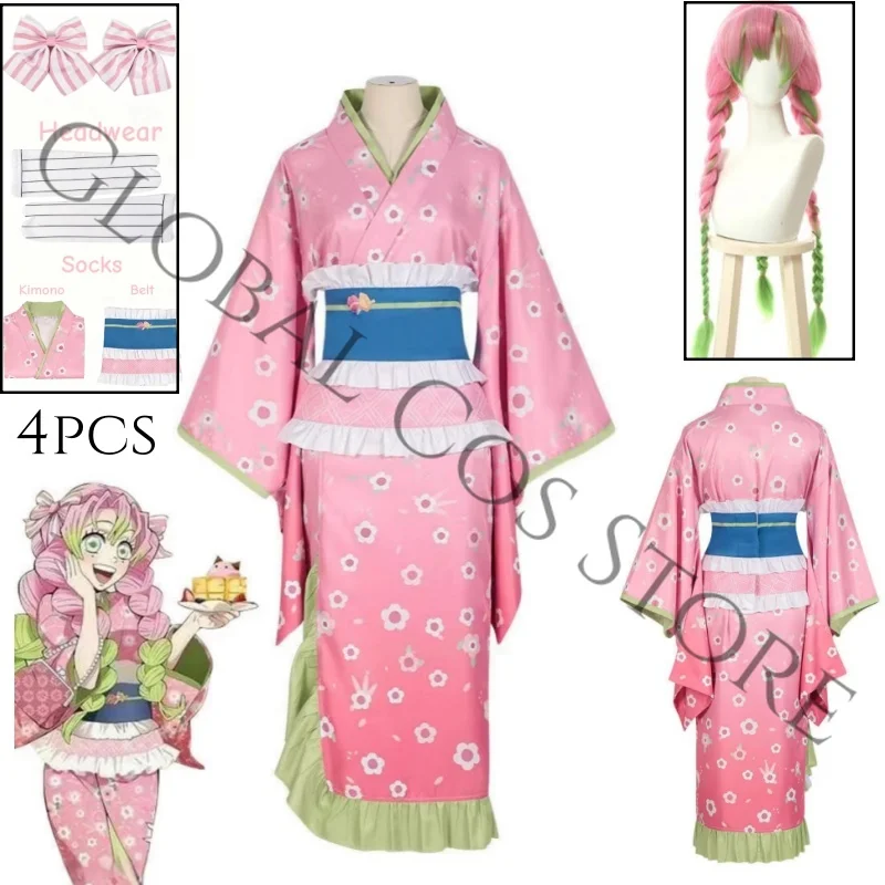 Kanroji Mitsuri Cosplay Costume Pink Floral Kimono Blue Obi Ruffled Trim Headdress Wig Set Japanese Traditional Suit Roleplay
Kanroji Mitsuri Cosplay Costume Pink Floral Kimono Blue Obi Ruffled Trim Headdress Wig Set Japanese Traditional Suit Roleplay
