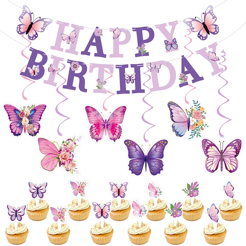 Purple Butterfly Banner Hanging Swirls Garland Cake Toppers DIY Kid Girls Birthday Party Decoration Wedding Baby Shower Supplies
Purple Butterfly Banner Hanging Swirls Garland Cake Toppers DIY Kid Girls Birthday Party Decoration Wedding Baby Shower Supplies