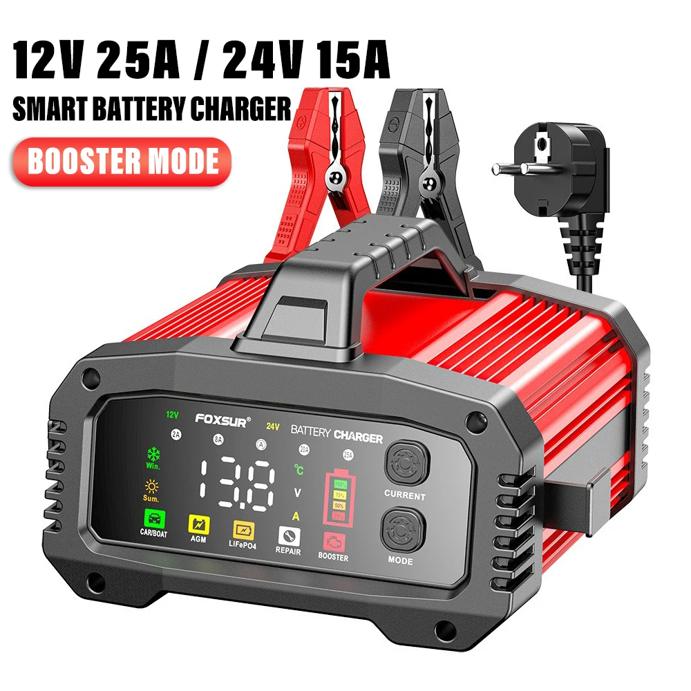 Portable Car Battery Charger 12V-25A 24V-15A Motorcycle Truck AGM LiFePO4 Lead Acid Batteries Auto Pulse Repair with Car Booster
Portable Car Battery Charger 12V-25A 24V-15A Motorcycle Truck AGM LiFePO4 Lead Acid Batteries Auto Pulse Repair with Car Booster