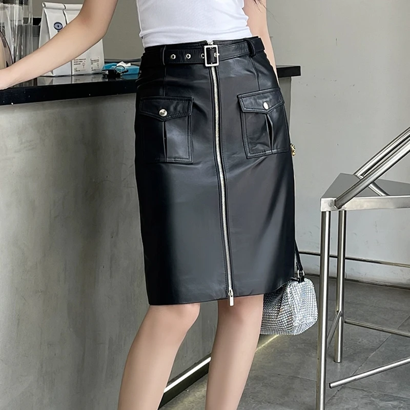 Chic High-waisted Front Zipper Design Real Leather Skirts for Women 2025 Fall Lace-up Pockets Female Sheepskin Package Hip Skirt
Chic High-waisted Front Zipper Design Real Leather Skirts for Women 2025 Fall Lace-up Pockets Female Sheepskin Package Hip Skirt