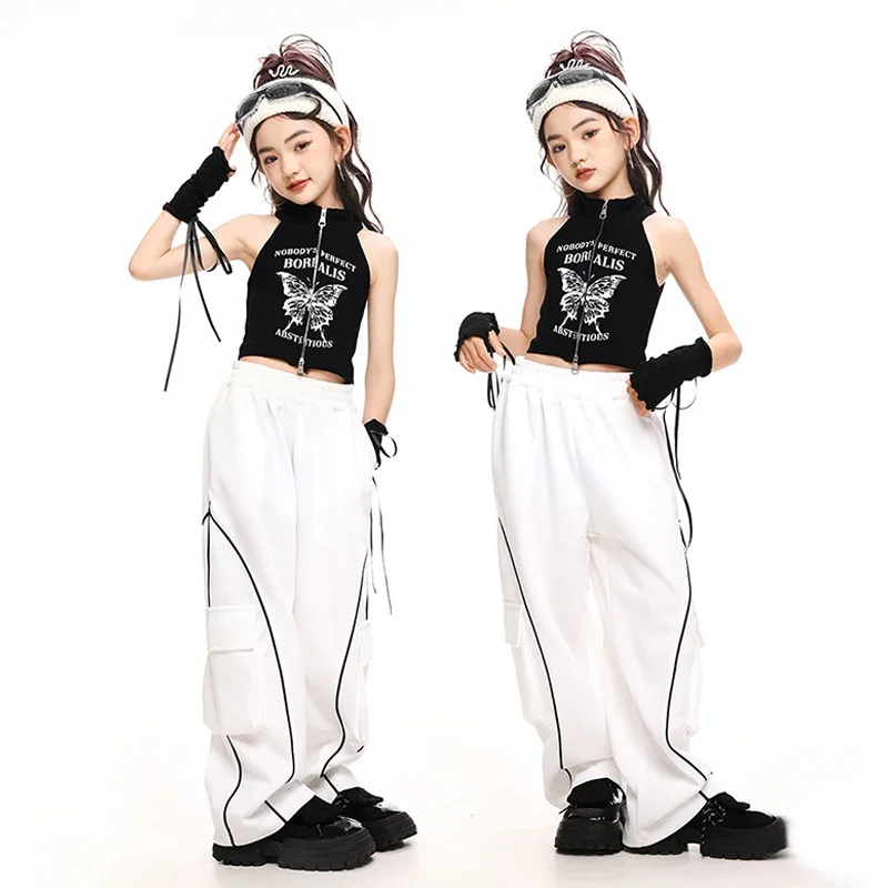 Jazz Dance Clothes Girls Black Crop Top White Shuffle Pants Kpop Fashion Performance Outfit Children Street Dance Suit
Jazz Dance Clothes Girls Black Crop Top White Shuffle Pants Kpop Fashion Performance Outfit Children Street Dance Suit