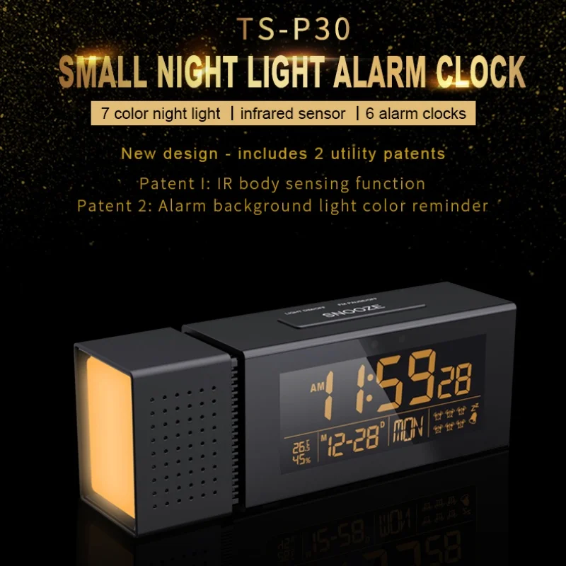 Night Light Alarm Clock IR Sensor FM Radio 6 Alarms Snooze Temp Humidity RGB USB Charging Digital Clock for Bedroom Bedside Desk
Night Light Alarm Clock IR Sensor FM Radio 6 Alarms Snooze Temp Humidity RGB USB Charging Digital Clock for Bedroom Bedside Desk