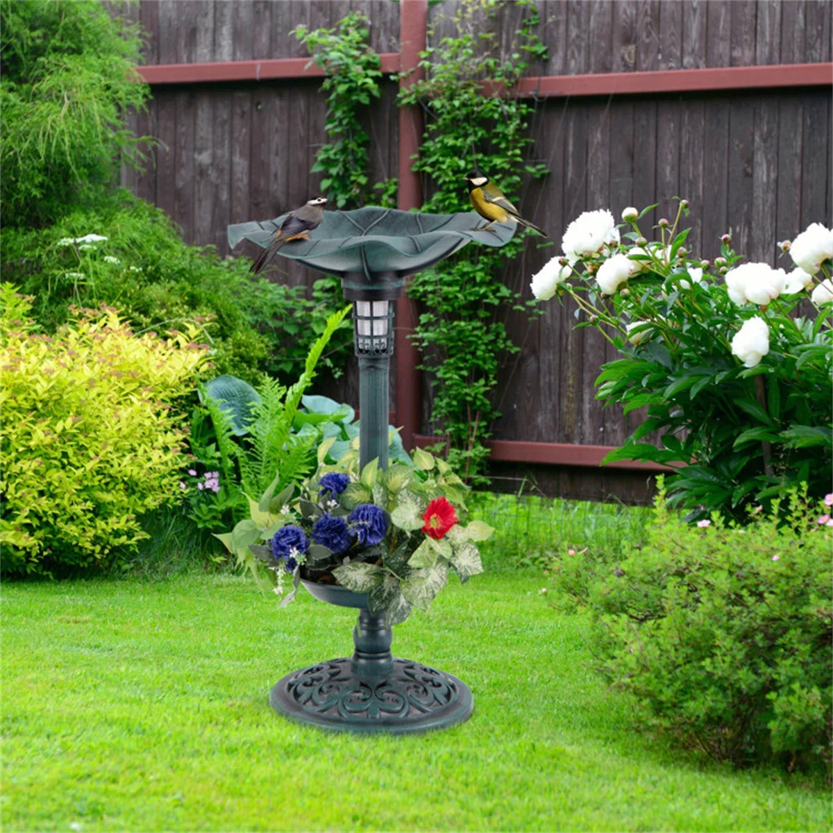 Standing Pedestal Birdbath and Feeder Combo with Solar Powered Lamp, Practical flower stand pot,Weather-proof Material,Green
Standing Pedestal Birdbath and Feeder Combo with Solar Powered Lamp, Practical flower stand pot,Weather-proof Material,Green