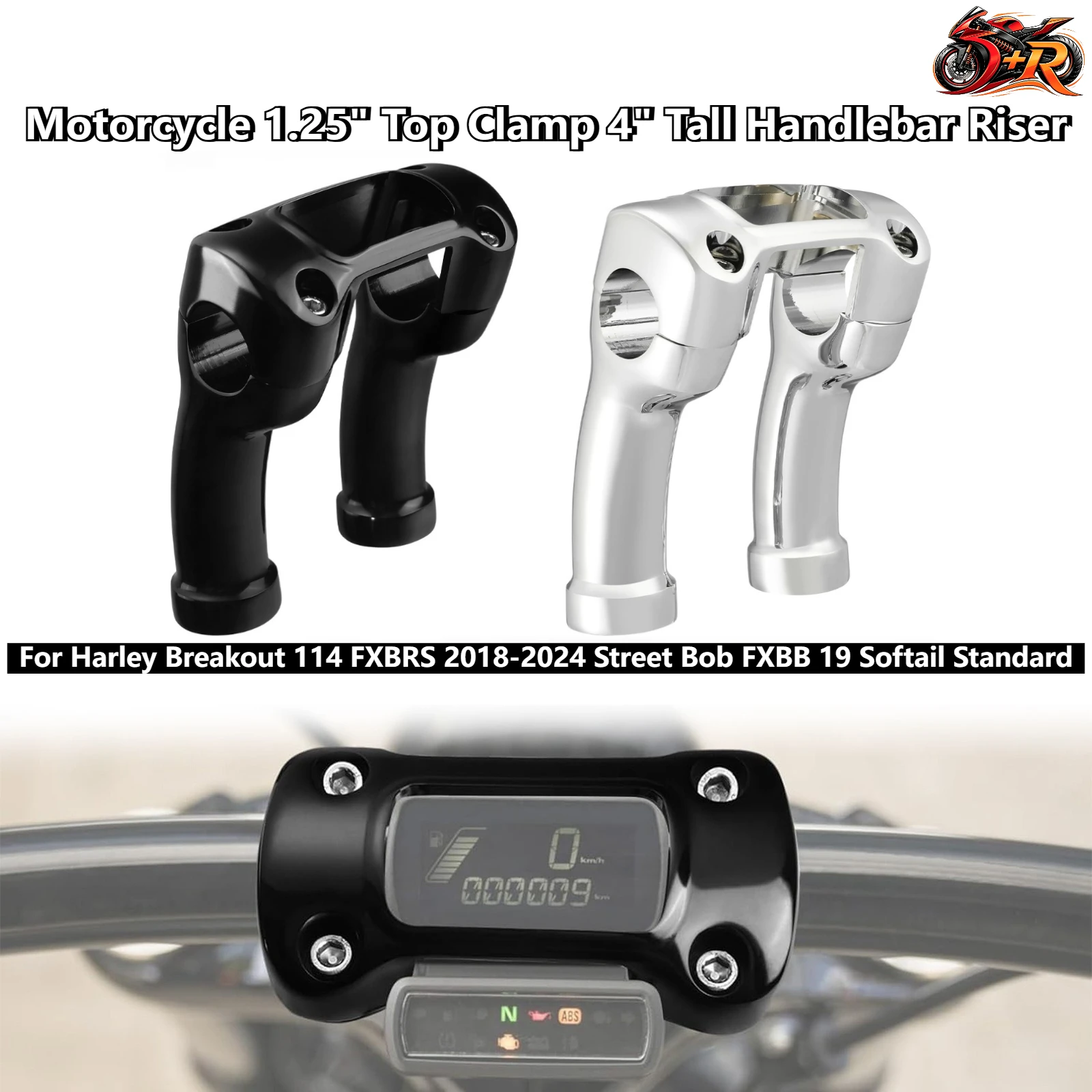 Motorcycle 1.25" Top Clamp 4" Tall Handlebar Riser For Harley Breakout 114 FXBRS 2018-2024 Street Bob FXBB 19 Softail Standard
Motorcycle 1.25" Top Clamp 4" Tall Handlebar Riser For Harley Breakout 114 FXBRS 2018-2024 Street Bob FXBB 19 Softail Standard
