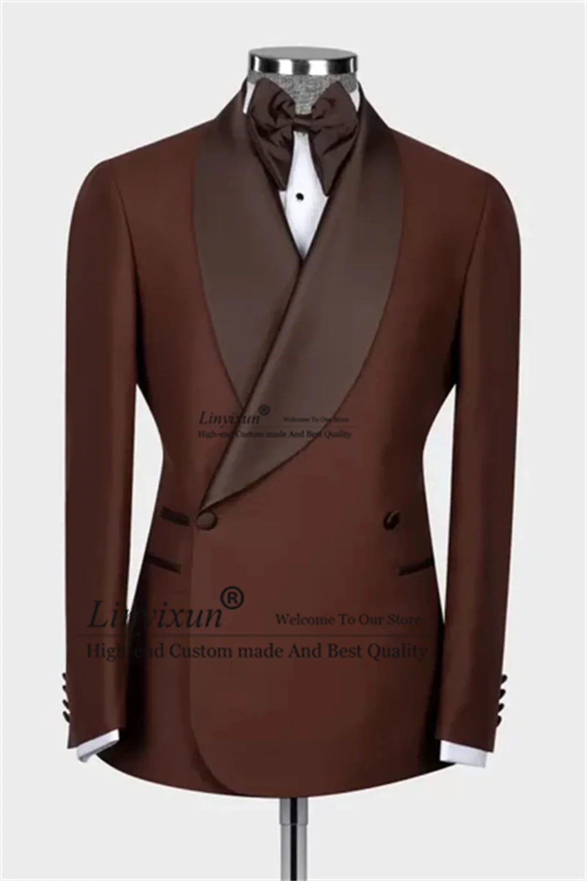 High-end Brown Shawl Lapel Men Suits Double Breasted Groom Wedding Tuxedos 2 Pieces Sets Male Prom Blazers trajes para hombre
High-end Brown Shawl Lapel Men Suits Double Breasted Groom Wedding Tuxedos 2 Pieces Sets Male Prom Blazers trajes para hombre