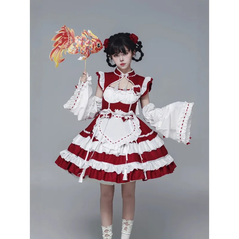S -5XL Lolita Girl Maid Outfit Cosplay Costume Black Red Women Apron Dress Waitress Clothes Party Costumes
S -5XL Lolita Girl Maid Outfit Cosplay Costume Black Red Women Apron Dress Waitress Clothes Party Costumes
