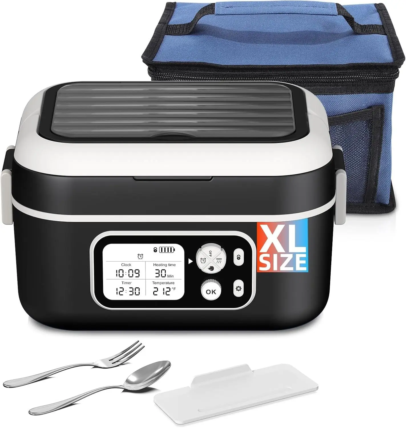 6.3-Cup Rechargeable Heated Lunch Box, 360° Heating, Smart Timer, Leakproof, BPA Free, Black
6.3-Cup Rechargeable Heated Lunch Box, 360° Heating, Smart Timer, Leakproof, BPA Free, Black
