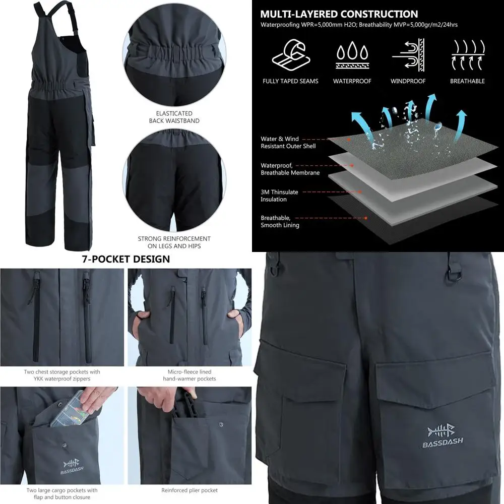 BASSDASH Splice Men’s Insulated Waterproof Fishing Hunting Bibs Ripstop Breathable Snow Pants
BASSDASH Splice Men’s Insulated Waterproof Fishing Hunting Bibs Ripstop Breathable Snow Pants