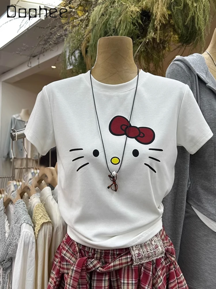 Cartoon T-shirt Short-sleeved Women's Summer Korean Style Pullover Round Neck Slim-fitting Versatile Fashion Top Kawaii Clothes
Cartoon T-shirt Short-sleeved Women's Summer Korean Style Pullover Round Neck Slim-fitting Versatile Fashion Top Kawaii Clothes